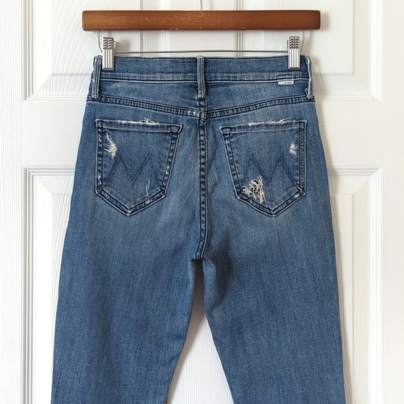 Mother The Stunner Graffiti Girl High Waisted Cropped Ankle Fray Skinny Jeans 25 - Picture 5 of 16